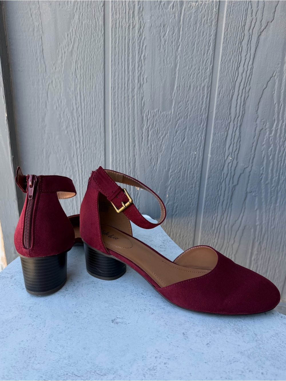 Style & Co Alinaa Burgundy Two-Piece Block Heel Dress Pumps - Picture 7 of 13